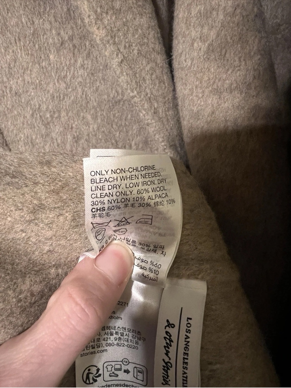 & Other Stories Shawl Collar Wool Blend Belted Coat Light Beige Size Large - Picture 8 of 10